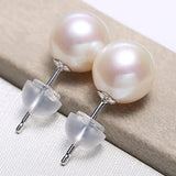 Natural White Pink Tone Pearl Earrings - 18K White Gold Studs Etsy