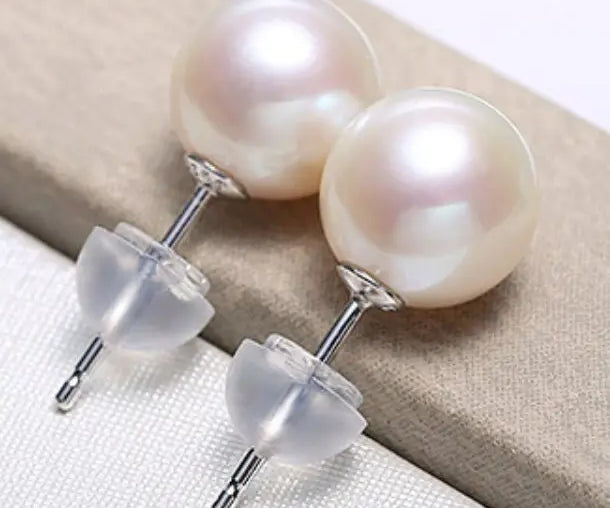 Natural White Pink Tone Pearl Earrings - 18K White Gold Studs Etsy