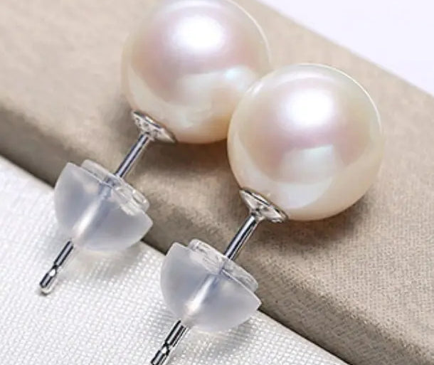 Natural White Pink Tone Pearl Earrings - 18K White Gold Studs Etsy
