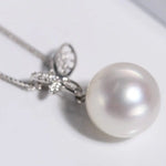 Butterfly with Natural South Sea White Pearl & White Diamond Necklace, 18K White Gold Hollow Out Necklace Etsy
