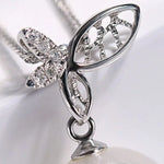 Butterfly with Natural South Sea White Pearl & White Diamond Necklace, 18K White Gold Hollow Out Necklace Etsy