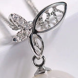 Butterfly with Natural South Sea White Pearl & White Diamond Necklace, 18K White Gold Hollow Out Necklace Etsy