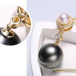 10mm Natural Tahitian Black Pearl & Akoya White Pearl Necklace, 18K Solid Yellow Gold Necklace, Hollow Out Necklace, Anniversary Gift Idea Etsy