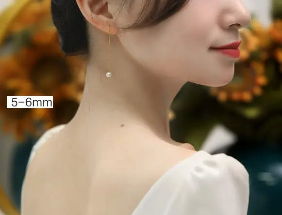 18K Gold Akoya Pearl Earrings, Minimalist Drop Design Etsy