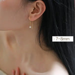 18K Gold Akoya Pearl Earrings, Minimalist Drop Design Etsy