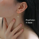 18K Gold Akoya Pearl Earrings, Minimalist Drop Design Etsy