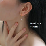 18K Gold Akoya Pearl Earrings, Minimalist Drop Design Etsy