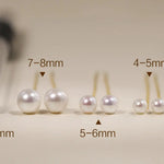 18K Gold Akoya Pearl Earrings, Minimalist Drop Design Etsy