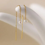 18K Gold Akoya Pearl Earrings, Minimalist Drop Design Etsy
