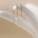 18K Gold Akoya Pearl Earrings, Minimalist Drop Design Etsy