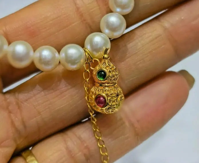 AAA Luster Pearl Gourd Choker - 18K Gold Pearl Strand Etsy