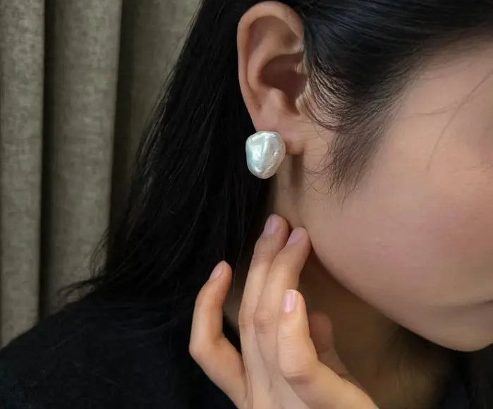 Minimalist Natural High Luster Baroque Pearl Earrings, 18k Yellow Gold Earrings Handmade, Freshwater Pearl Earrings Gift for Her Etsy
