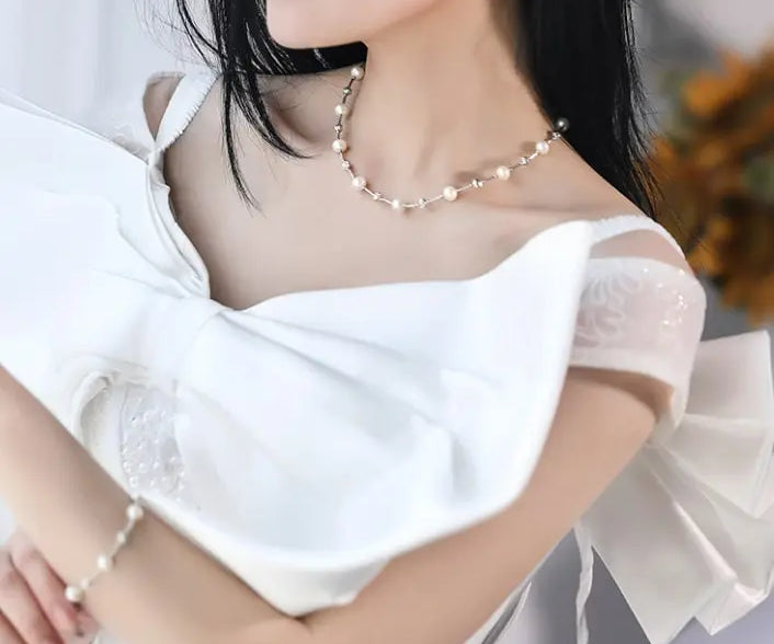 Natural Beaded Pearl Jewelry Set, Natural High Luster White Pearl Necklace & Bracelets, Silver 925 Handmade Bracelets, Anniversary Gift Idea Etsy