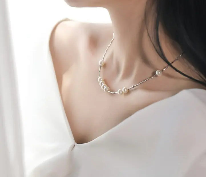 Natural Beaded Pearl Jewelry Set, Natural High Luster White Pearl Necklace & Bracelets, Silver 925 Handmade Bracelets, Anniversary Gift Idea Etsy