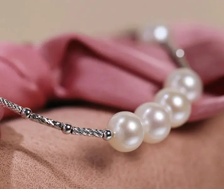 Natural High Luster White Pearl Necklace & Bracelets, Handmade Beaded Pearl Jewelry Set, Sterling Silver Pearls Jewelry Etsy
