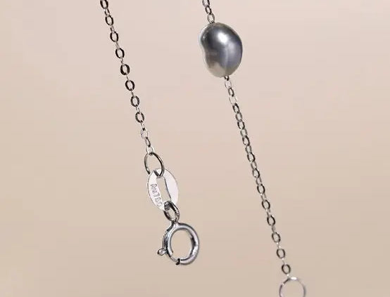Minimalist Necklace, Natural Baroque Keshi Pearl Necklace, 18k White Gold Handmade Necklace, Seawater Tahitian Pearl Necklace, Gift Idea Etsy