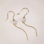18K Yellow Gold Akoya Pearl Earrings, Minimalist Hook Design Etsy