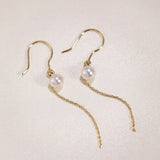 18K Yellow Gold Akoya Pearl Earrings, Minimalist Hook Design Etsy