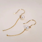 18K Yellow Gold Akoya Pearl Earrings, Minimalist Hook Design Etsy
