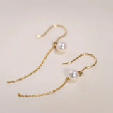 18K Yellow Gold Akoya Pearl Earrings, Minimalist Hook Design Etsy