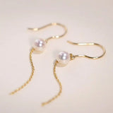 18K Yellow Gold Akoya Pearl Earrings, Minimalist Hook Design Etsy