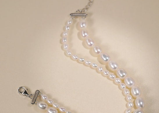 Double Layer Bracelets, Natural Baroque Pearl Bracelets, Silver 925 Beaded Bracelets Etsy