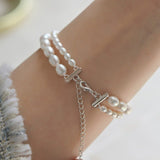 Double Layer Bracelets, Natural Baroque Pearl Bracelets, Silver 925 Beaded Bracelets Etsy