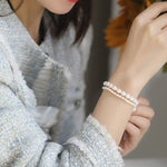 Double Layer Bracelets, Natural Baroque Pearl Bracelets, Silver 925 Beaded Bracelets Etsy