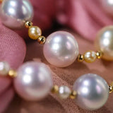 Superior Natural Colorful Akoya Pearl 3-9mm Necklace, 14k/18k Yellow Gold Pearl Handmade Necklace, Seawater Pearl, Anniversary Gift Idea Etsy