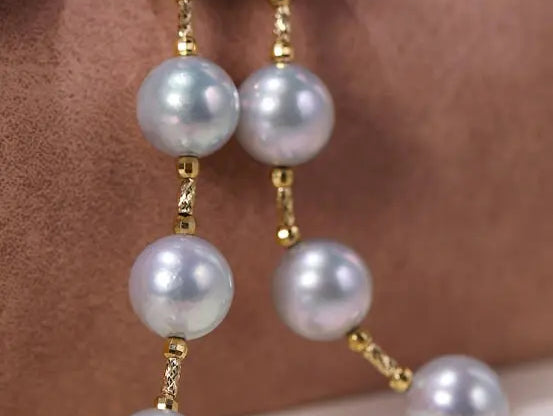 AAA+ Akoya Silver Pearl 8-9mm Necklace, 14k/18K Gold Pearl Strand Etsy
