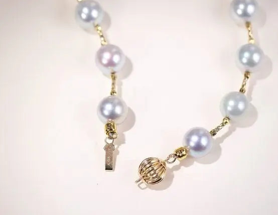 AAA+ Akoya Silver Pearl 8-9mm Necklace, 14k/18K Gold Pearl Strand Etsy