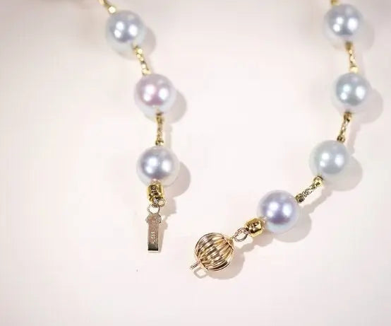 AAA+ Akoya Silver Pearl 8-9mm Necklace, 14k/18K Gold Pearl Strand Etsy