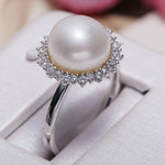 Pearl Flower Ring, Natural High Luster Pearl Ring, Silver 925 Handmade Ring, Halo Setting Ring, White Diamond Ring, Anniversary Gift Idea Etsy