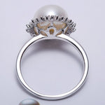 Pearl Flower Ring, Natural High Luster Pearl Ring, Silver 925 Handmade Ring, Halo Setting Ring, White Diamond Ring, Anniversary Gift Idea Etsy