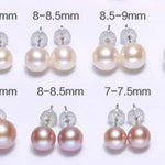 Natural White Pink Tone Pearl Earrings - 18K White Gold Studs Etsy