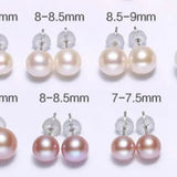 Superior Natural Purple Rose Tone Pearl Earrings, 18k Solid White Gold Stud Earrings, Anniversary Gift Idea for Her, Edison Pearl Earrings - LaCorserArtJewelry