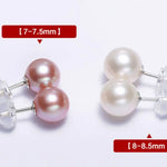 Superior Natural Purple Rose Tone Pearl Earrings, 18k Solid White Gold Stud Earrings, Anniversary Gift Idea for Her, Edison Pearl Earrings - LaCorserArtJewelry