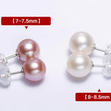 Superior Natural Purple Rose Tone Pearl Earrings, 18k Solid White Gold Stud Earrings, Anniversary Gift Idea for Her, Edison Pearl Earrings - LaCorserArtJewelry
