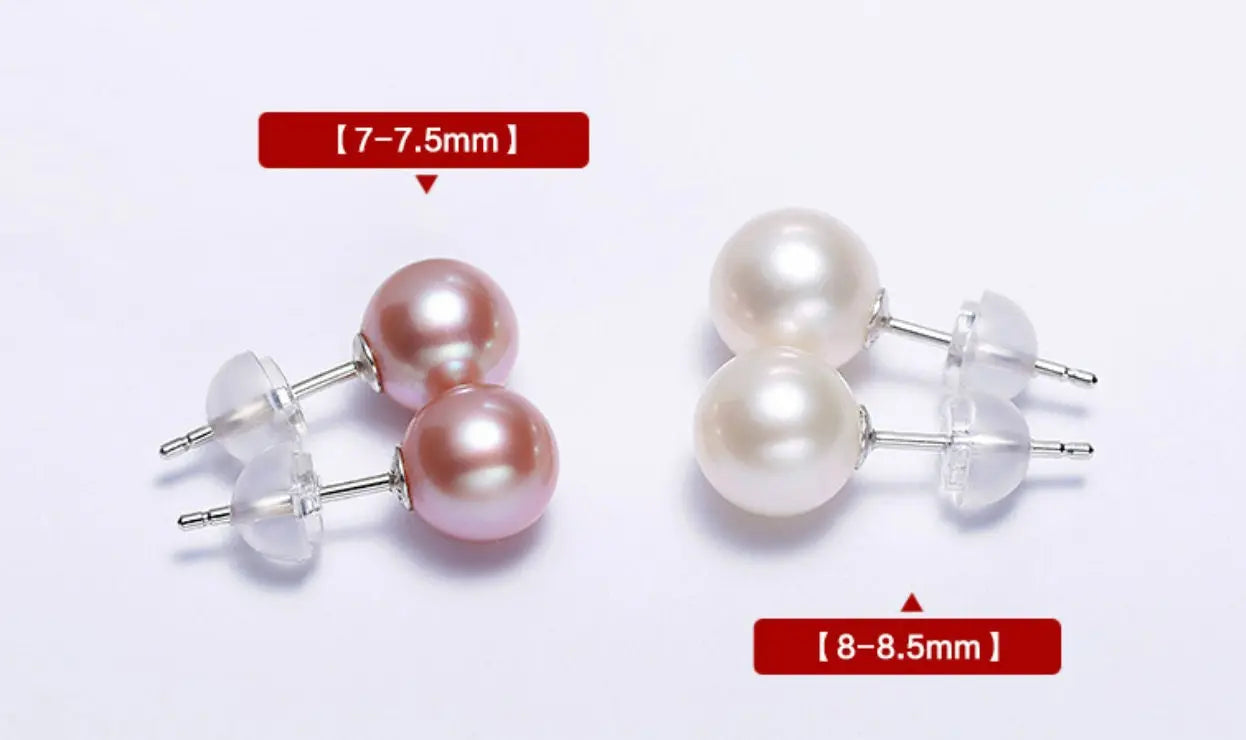 Superior Natural Purple Rose Tone Pearl Earrings, 18k Solid White Gold Stud Earrings, Anniversary Gift Idea for Her, Edison Pearl Earrings - LaCorserArtJewelry