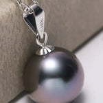 Minimalist Superior AAA+ Natural Tahitian Black Pearl Necklace, 18K White Gold Necklace, Peacock Green Pearl Necklace Etsy