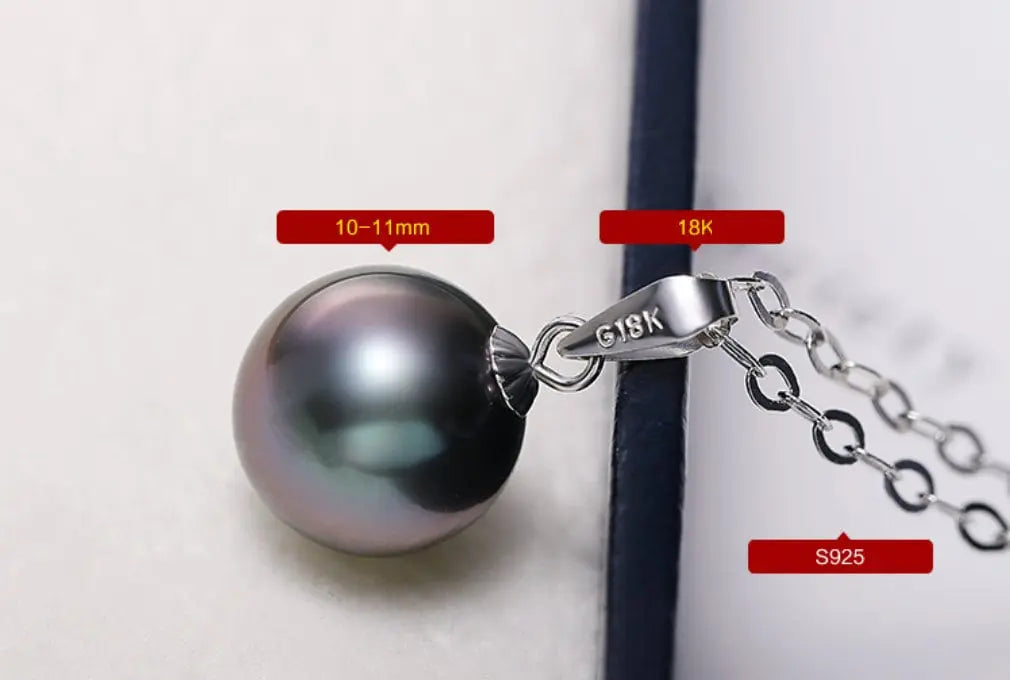 Minimalist Superior AAA+ Natural Tahitian Black Pearl Necklace, 18K White Gold Necklace, Peacock Green Pearl Necklace Etsy