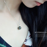 Minimalist Superior AAA+ Natural Tahitian Black Pearl Necklace, 18K White Gold Necklace, Peacock Green Pearl Necklace Etsy