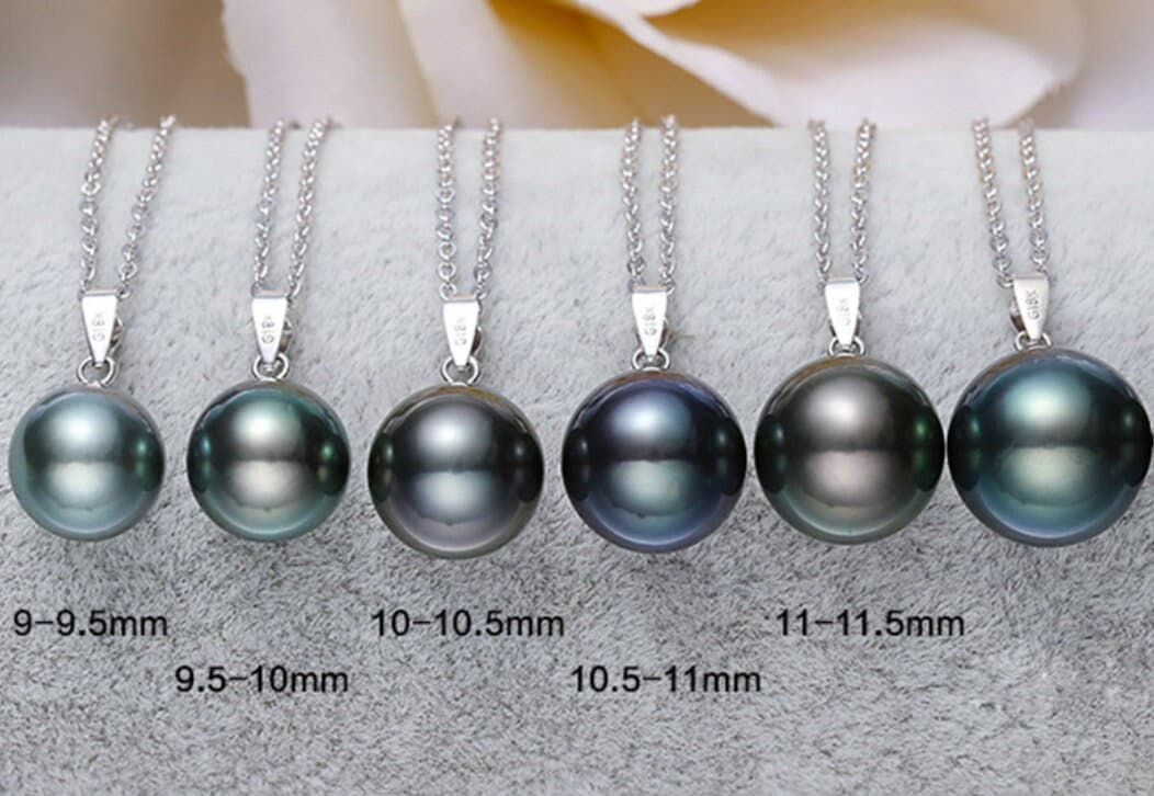 Minimalist Superier 5A+ Natural Tahitian Black Pearl Necklace, 18K Solid White Gold Necklace, Gift for Her, Peacock Green Pearl Necklace Etsy
