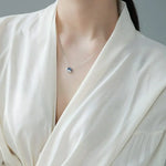 Mini Akoya Pearl & Blue Moissanite Necklace, Silver 925 Etsy