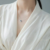 Mini Akoya Pearl & Blue Moissanite Necklace, Silver 925 Etsy