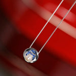 Mini Akoya Pearl & Blue Moissanite Necklace, Silver 925 Etsy