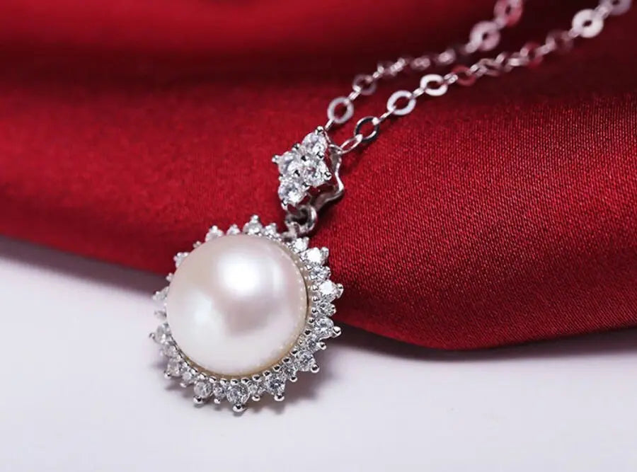 10mm Natural Purple Rose Pearl Flower Necklace - Silver 925 Etsy