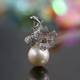 Sakura with 13mm Natural Pearl & Moissanite Necklace, Silver 925 Handmade Flower Necklace, Anniversary Gift Idea for Mom Etsy