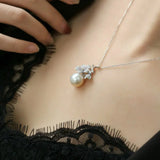 Sakura with 13mm Natural Pearl & Moissanite Necklace, Silver 925 Handmade Flower Necklace, Anniversary Gift Idea for Mom Etsy