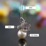 Sakura with 13mm Natural Pearl & Moissanite Necklace, Silver 925 Handmade Flower Necklace, Anniversary Gift Idea for Mom Etsy